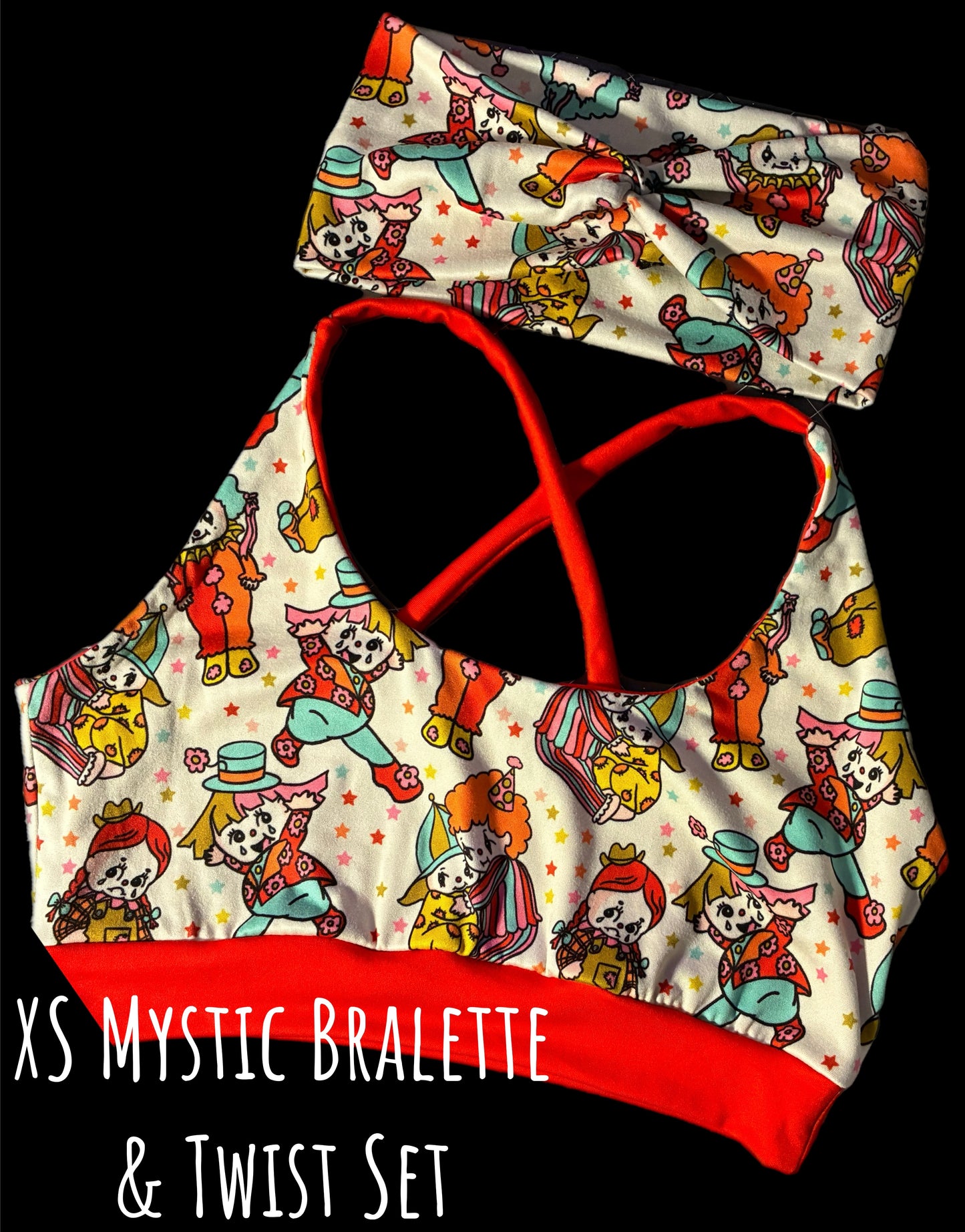 Adult XS Mystic Bralette & Twist Set: Clown Kewpies
