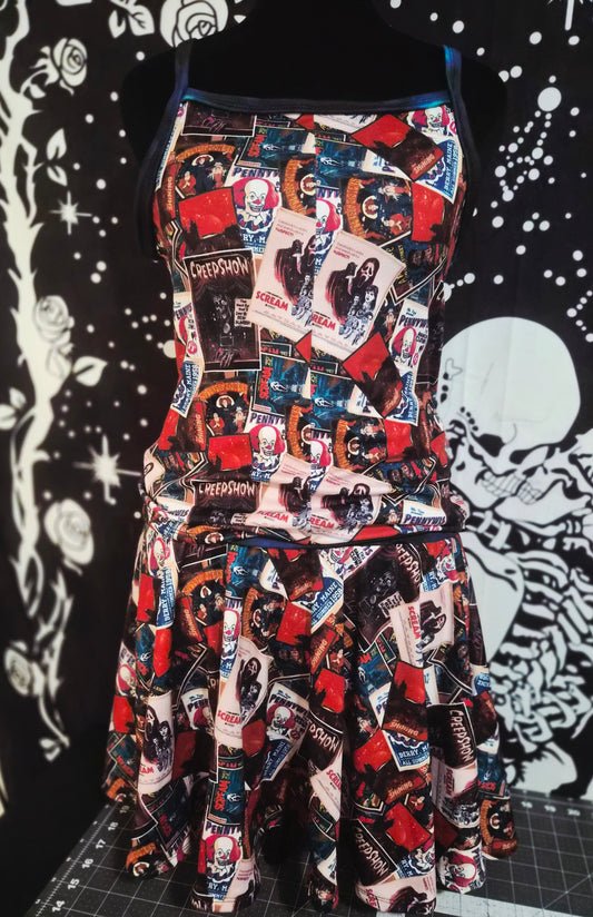 Cami Top & Skater Skirt Set: sz Lg Horror Posters