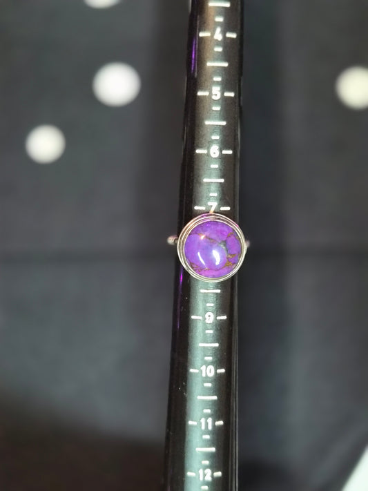 Purple Copper Turquoise Ring 7.5-7.75